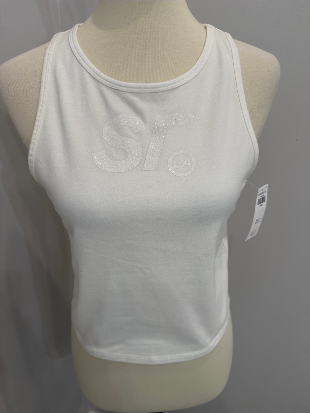 White Glitter Social Tourist Tank Top